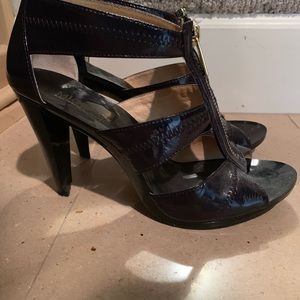 Michael Kors Strappy Eggplant Leather Shoes
